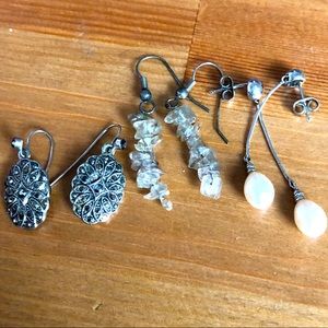 Classic beautiful pearl gem earrings set